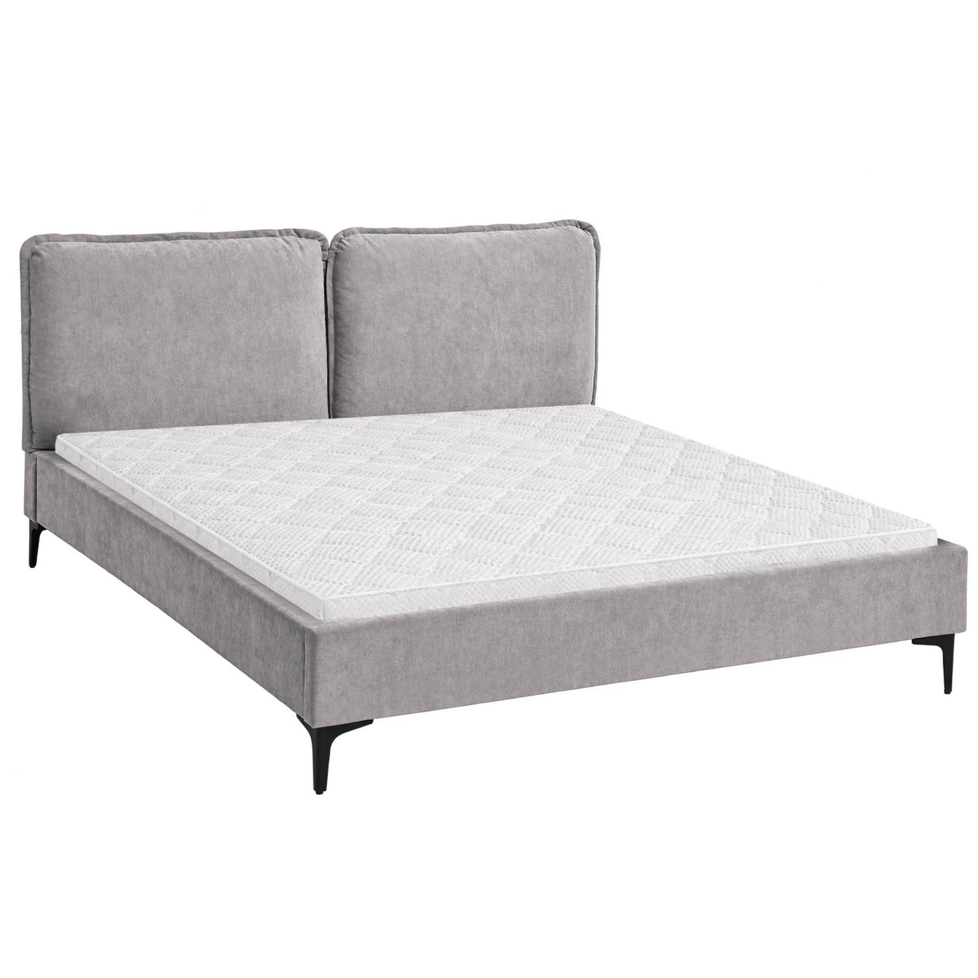 Beautysofa ČALOUNĚNÁ POSTEL Sombra, manželská postel 160x200 cm s pěnovou matrací 10 cm, žinylková látka, šedá