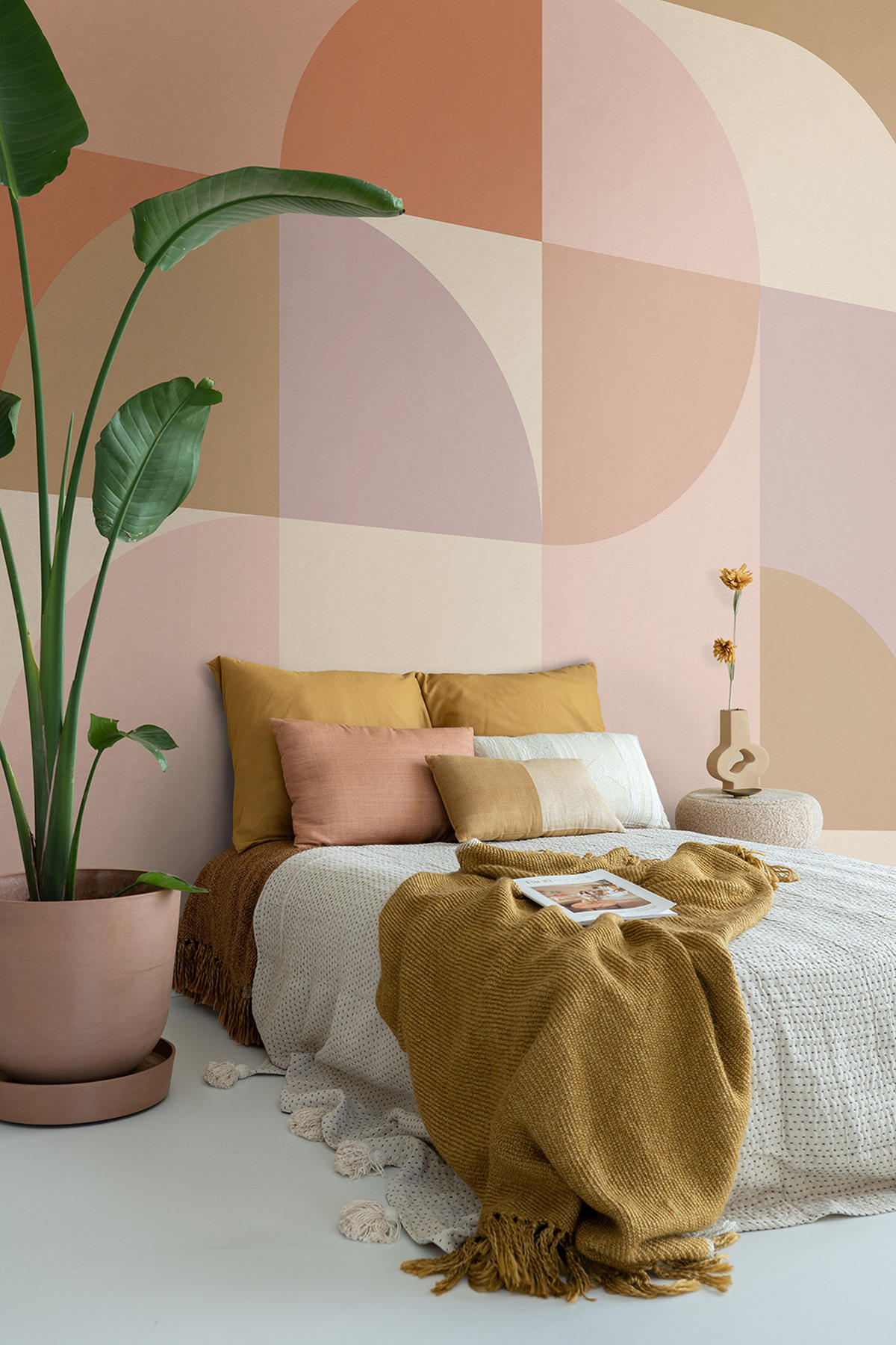 FOTOTAPETE Kreise im Bauhaus-Stil 250 x 279 cm - Pink, Papier (250/279cm) - ESTAhome