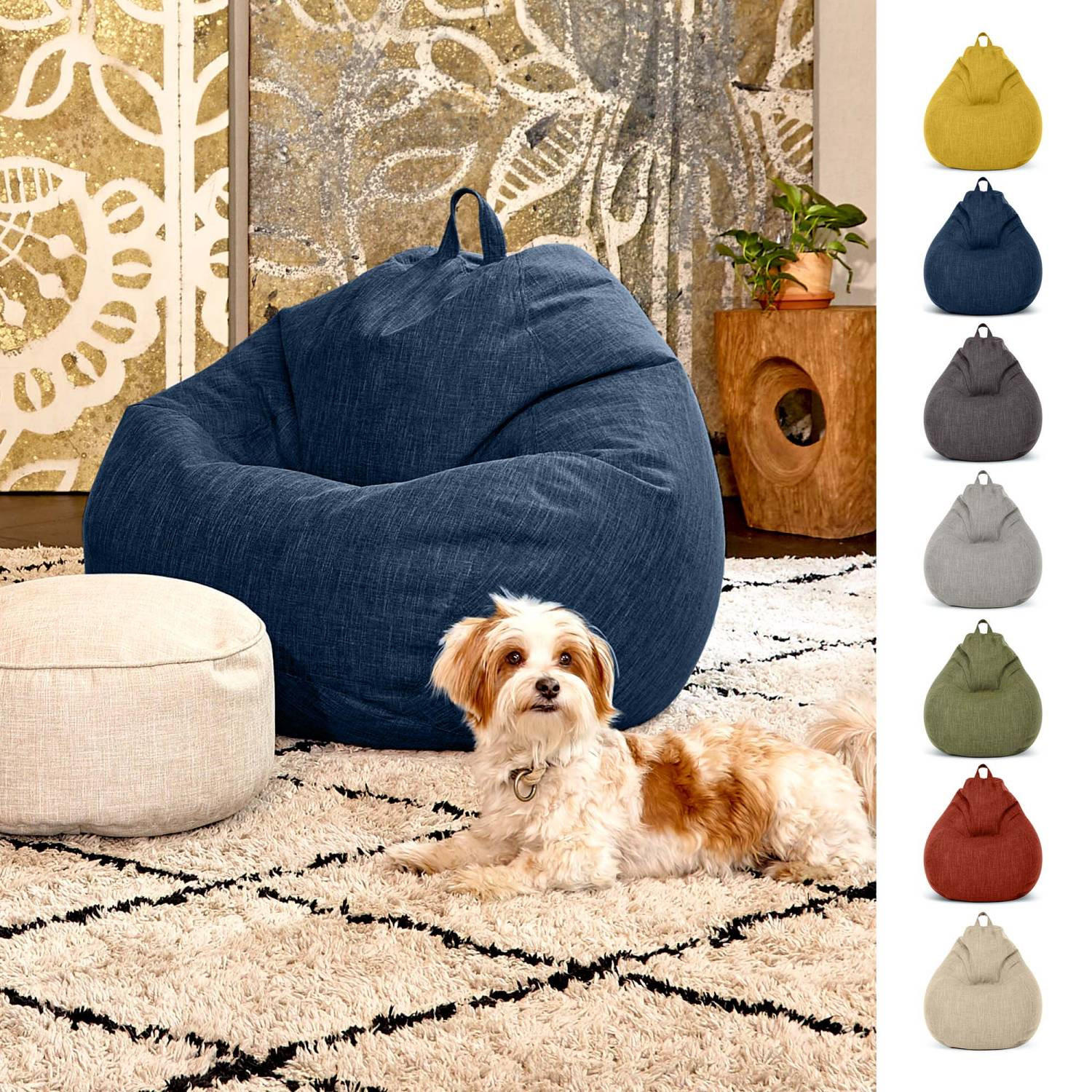 SITZSACK Indoor "Home Linen" - 300 Liter - Dunkelblau, Textil (100/120/50cm) - Green Bean