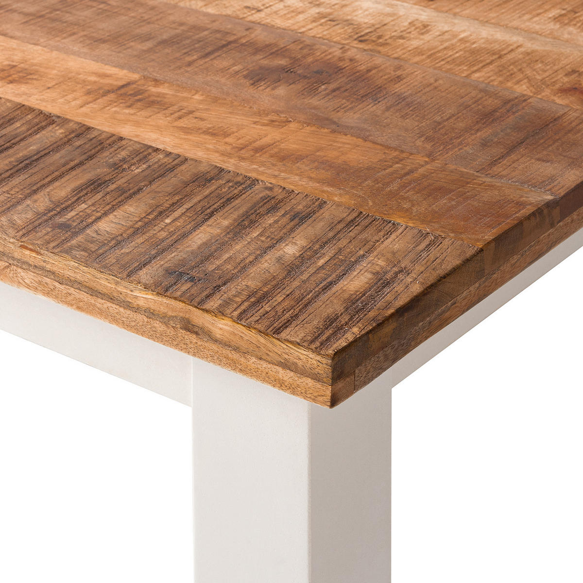 ESSTISCH - Mango massiv - Braun/Weiß, Holz (90/180/76cm) - home24