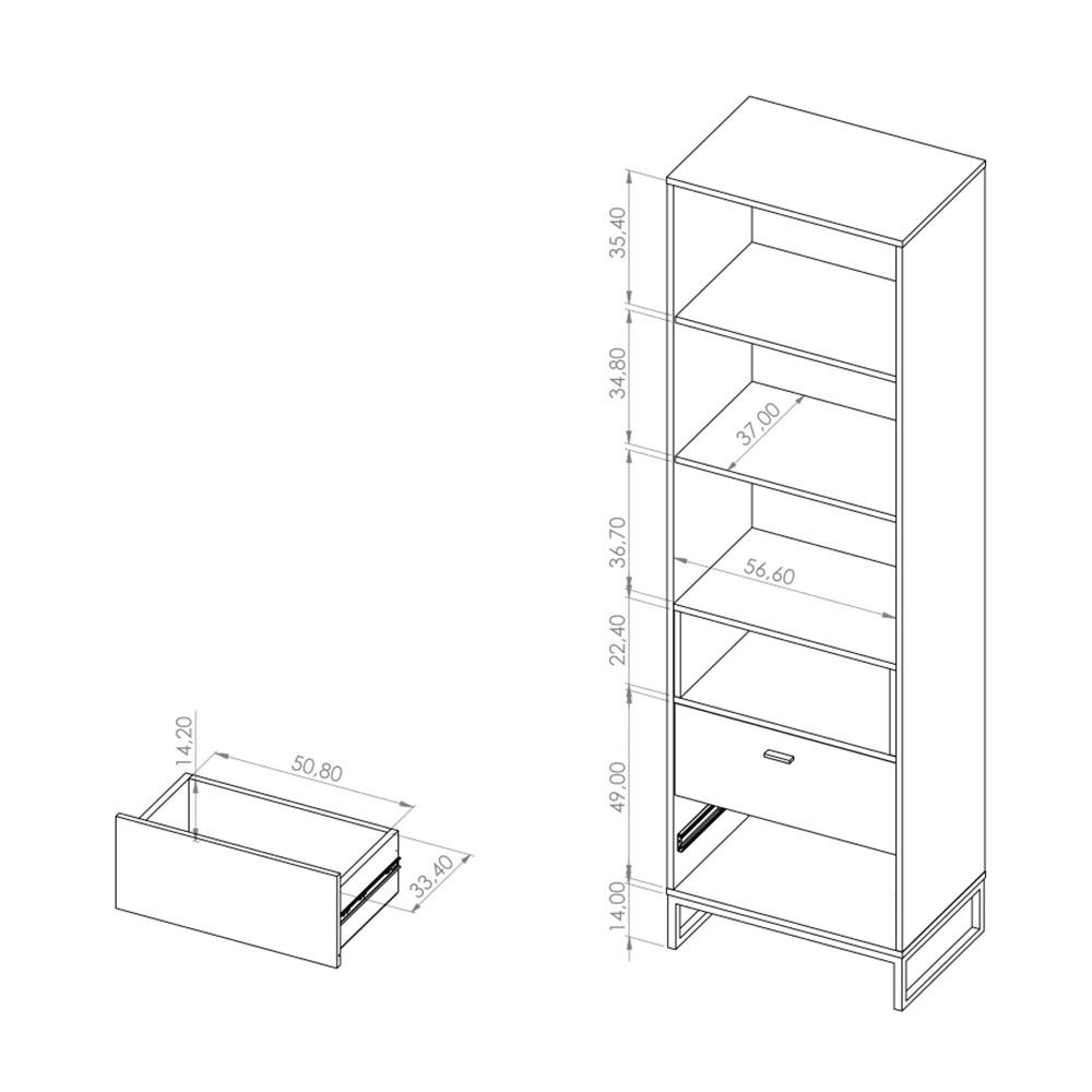 BÜCHERREGAL OMAN mit 2 Schubladen, eiche Artisan+Schwarz - Schwarz/Eiche Artisan, Holzwerkstoff/Metall (60/202/40cm) - Beautysofa