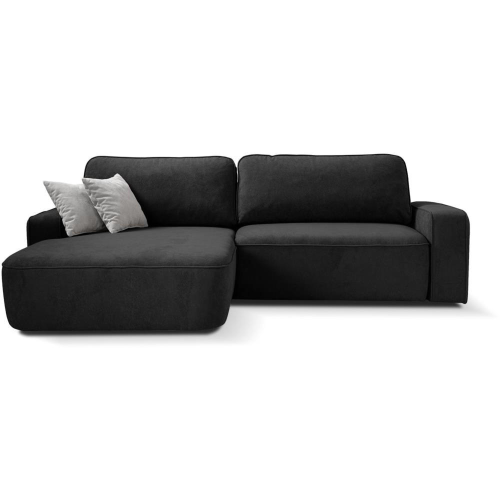 ECKSCHLAFSOFA Torre schwarz velours links - Schwarz, Textil (258/171cm) - Beautysofa