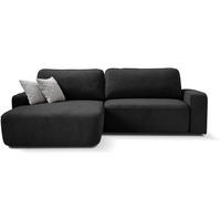 ECKSCHLAFSOFA Torre schwarz velours links - Schwarz, Textil (258/171cm) - Beautysofa