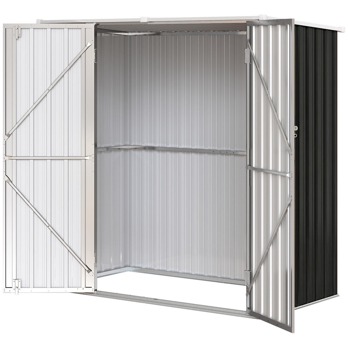 GARTENHAUS aus Metall, Türen mit Riegeln und Griffen, 1,37 m² ,163 x 89 x 163 cm,grau - Dunkelgrau, Holz (89/163/163cm) - Vallsero