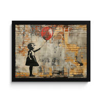 ZARÁMOVANÝ PLAGÁT Graffiti - Banksy - Dievča - Street art 40x30 cm - piesková, papier (40/30cm) - MuchoWow