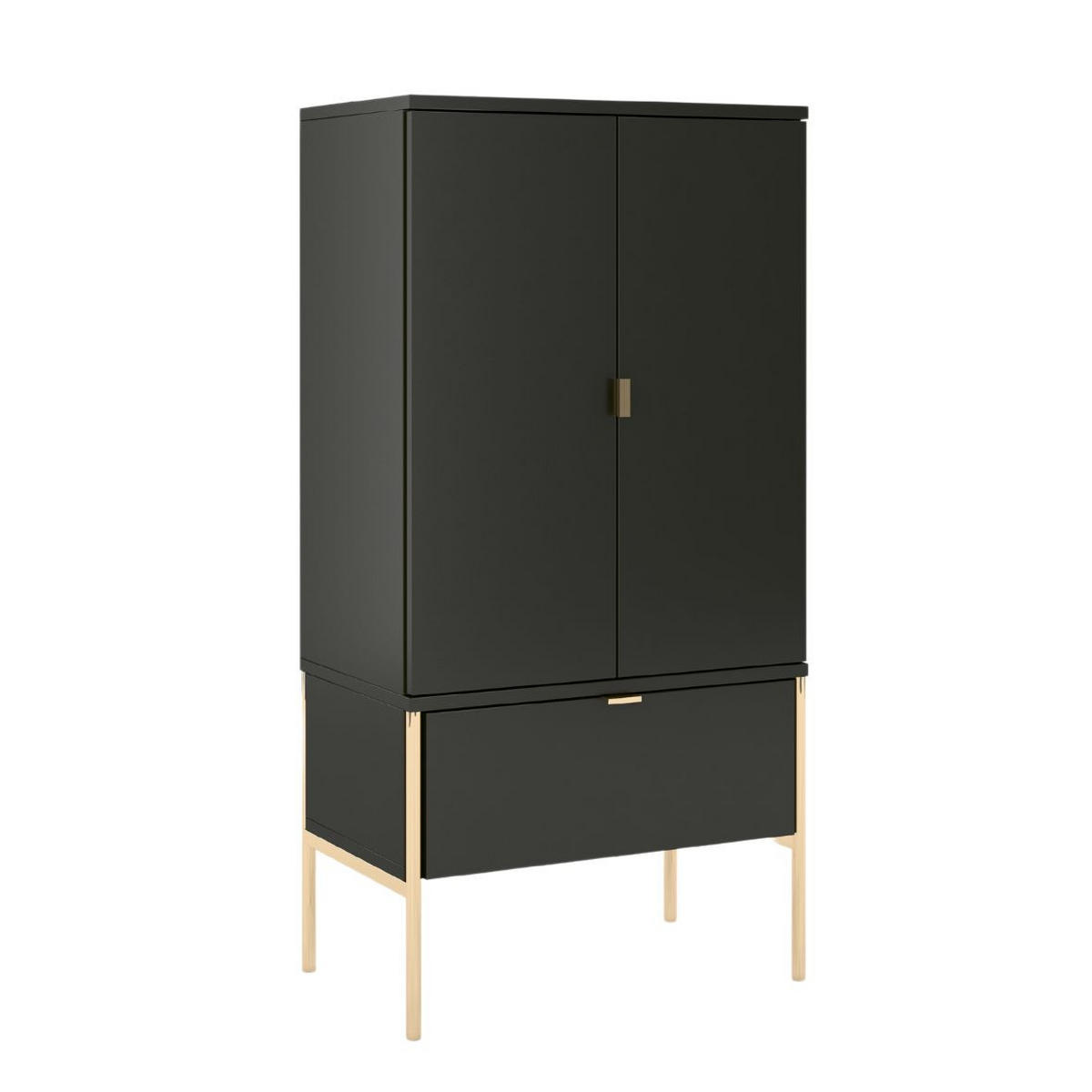 HIGHBOARD Polka, Schwarz, Goldene Details - Goldfarben/Schwarz, Holzwerkstoff/Metall (60/120/37cm) - Skandica