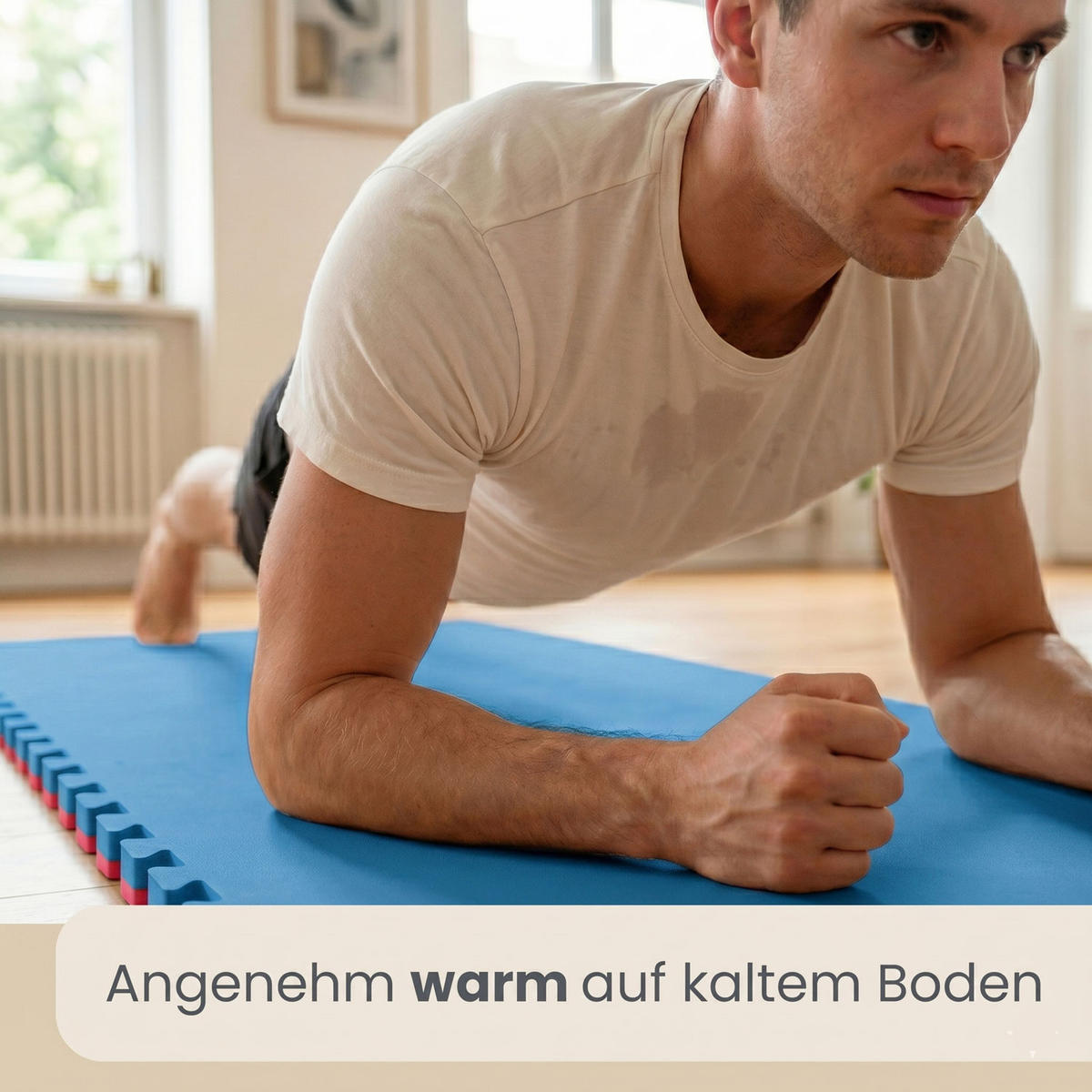 BODENSCHUTZMATTEN - 4er Set - 63/63/2 cm - Rot / Blau - Blau, Kunststoff (63/63cm) - eyepower