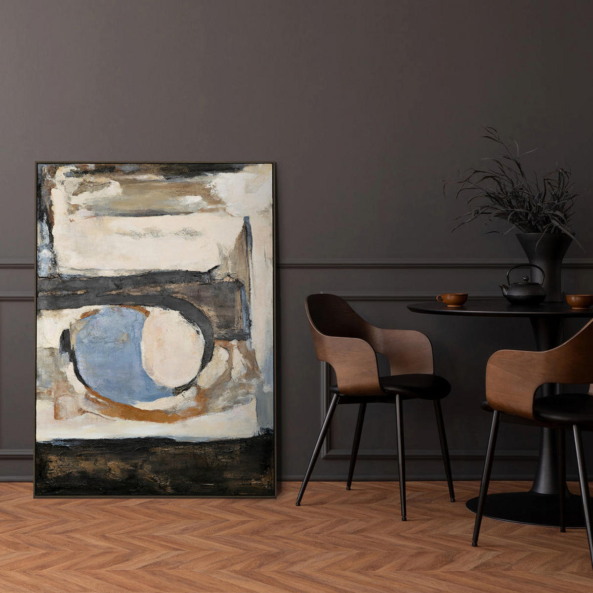 GEMÄLDE Geometrische Farben Schattenfugenrahmen Schwarz 120x80 cm - Schwarz, Holz (120/80cm) - YS-art gallery