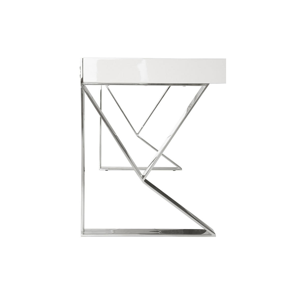 SCHREIBTISCH Schreibtisch aus weißem Holz und verchromtem Stahl 120/61/76 cm - Edelstahlfarben/Weiß, Holz/Metall (61/120/76cm) - ANGEL CERDA