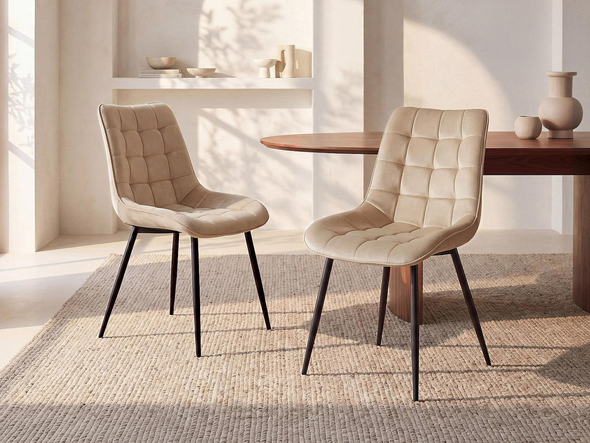 STUHL - 49.5 cm x 60 cm - stoff - beige Ollua - Beige, Textil (49.5/87/60cm) - Vente-Unique