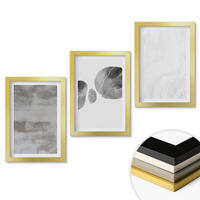 WANDBILDER 3er Set - 20x30 cm Goldrahmen - Abstrakte moderne Strukturen - Goldfarben, Kunststoff (20/30cm) - ArtPrintCave