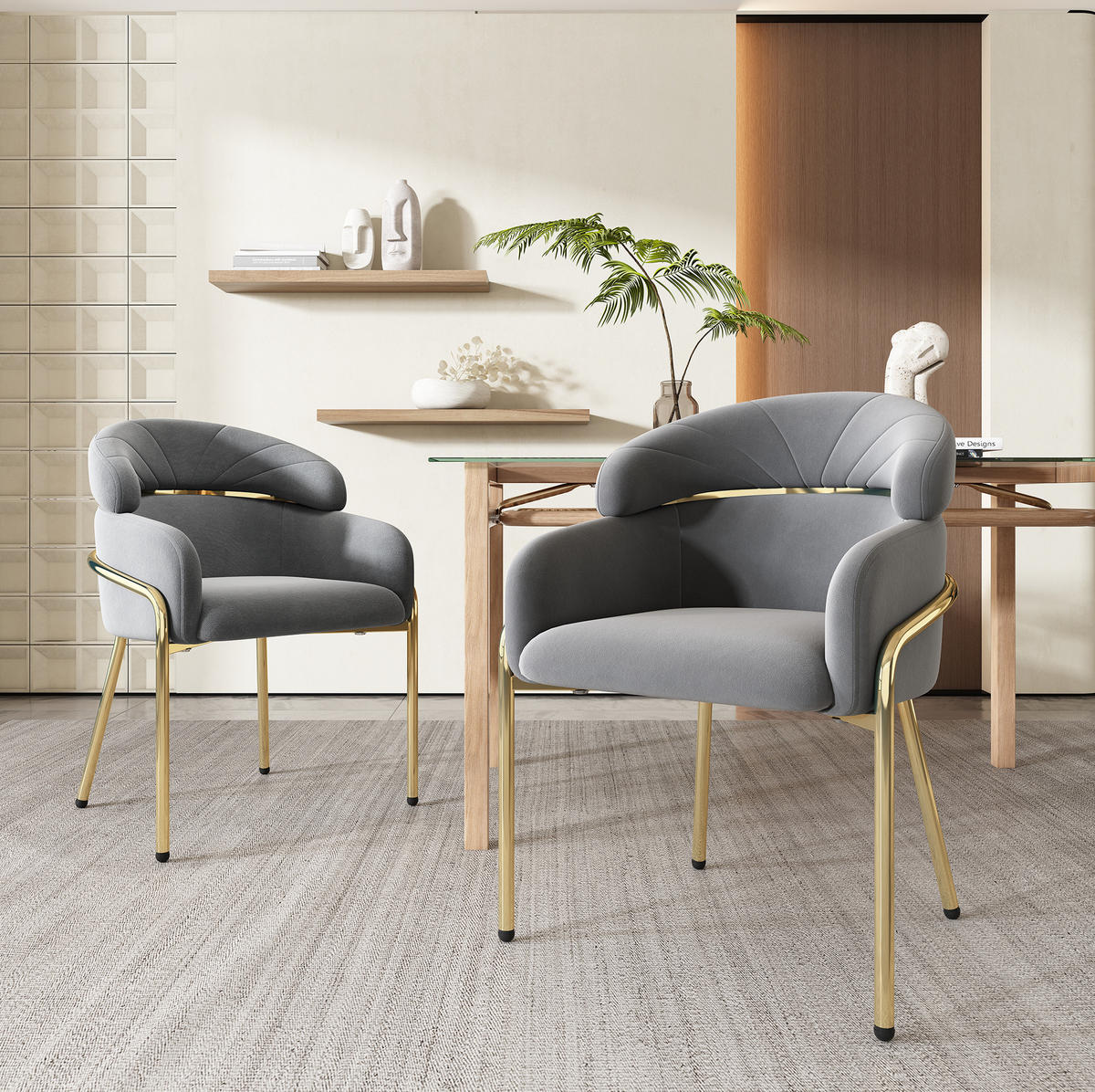 ESSZIMMERSTUHL 45x53x79 cm in Grau, Samt mit Metallbeinen, modern - Grau, Textil (45/79/53cm) - Modfu
