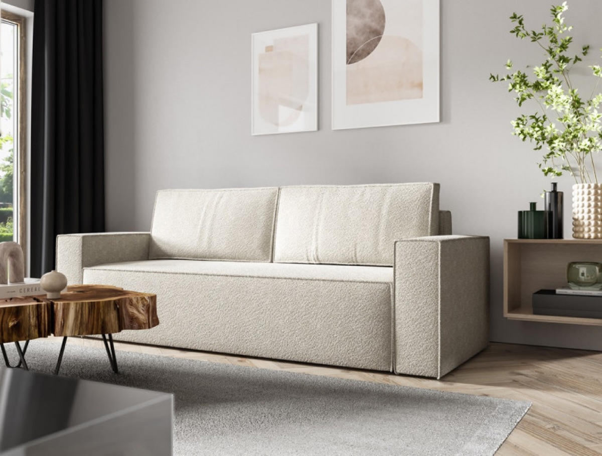 SOFA Beige ARES Bouclé Stoff - Beige, Textil (236/90/85cm) - Sepro Meble
