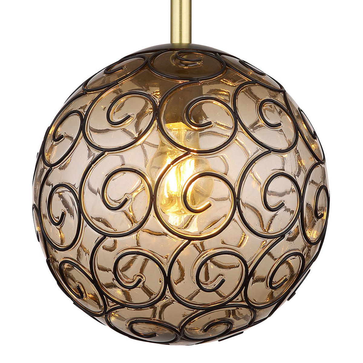 LED HÄNGELEUCHTE FITZ Grau Rauchglas - Grau, Glas (25/25/120cm) - Globo Lighting