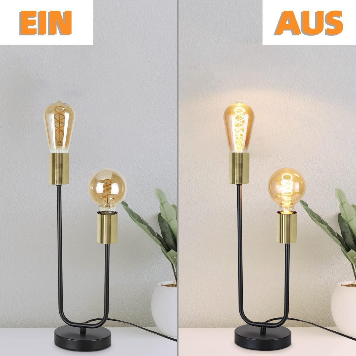 TISCHLEUCHTE Torskk 44.0/14.0/17.0 cm - Schwarz, Metall (17/44/14cm) - ZMH