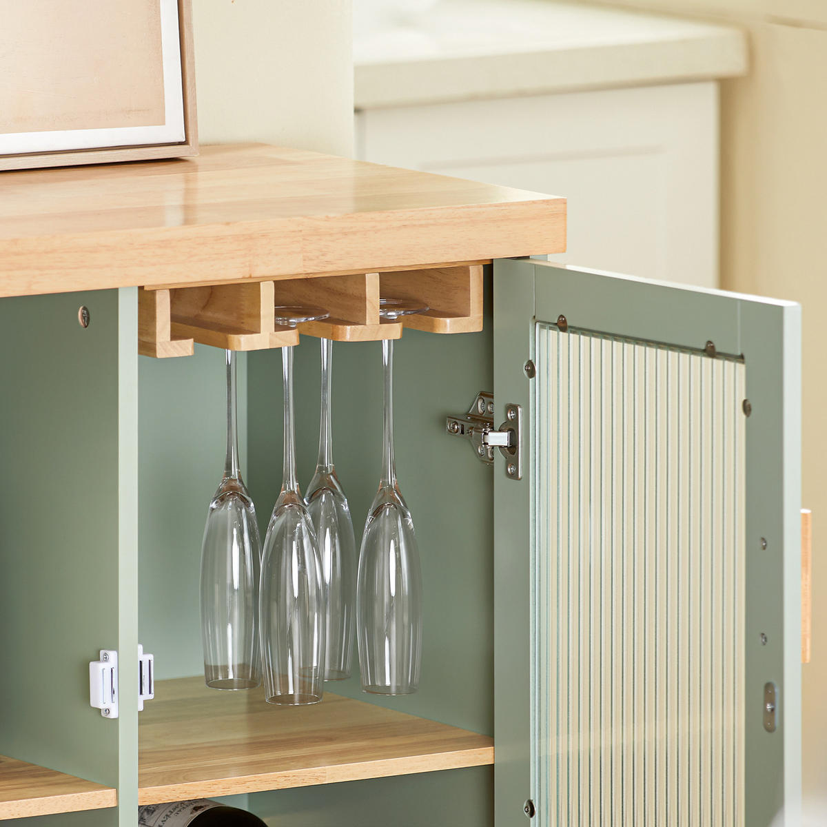 KÜCHENSCHRANK Grün - Grün, Glas/Holz (120/90/40cm) - SoBuy