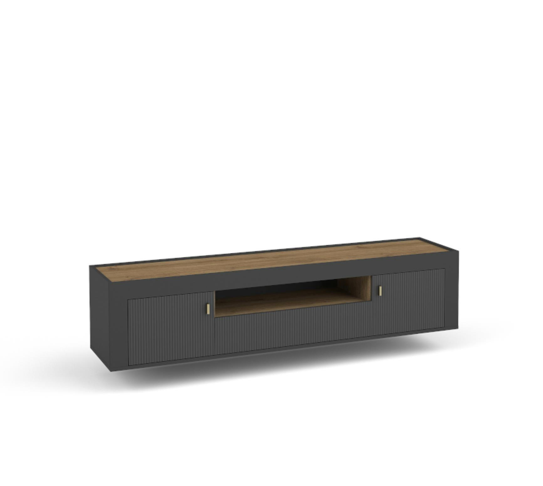 TV-SCHRANK Mossa Schwarz - Goldfarben/Schwarz, Holzwerkstoff (177/52/40cm) - Bettso