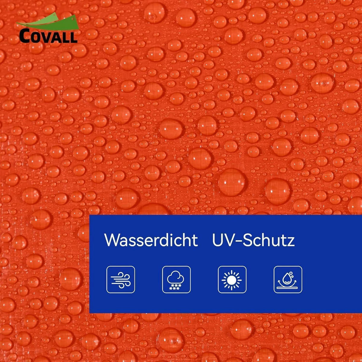 ABDECKPLANE 4 x 4 m Orange UV-stabilisiert Wasserdicht 160g/m² - Orange, Kunststoff (400/400/1cm)