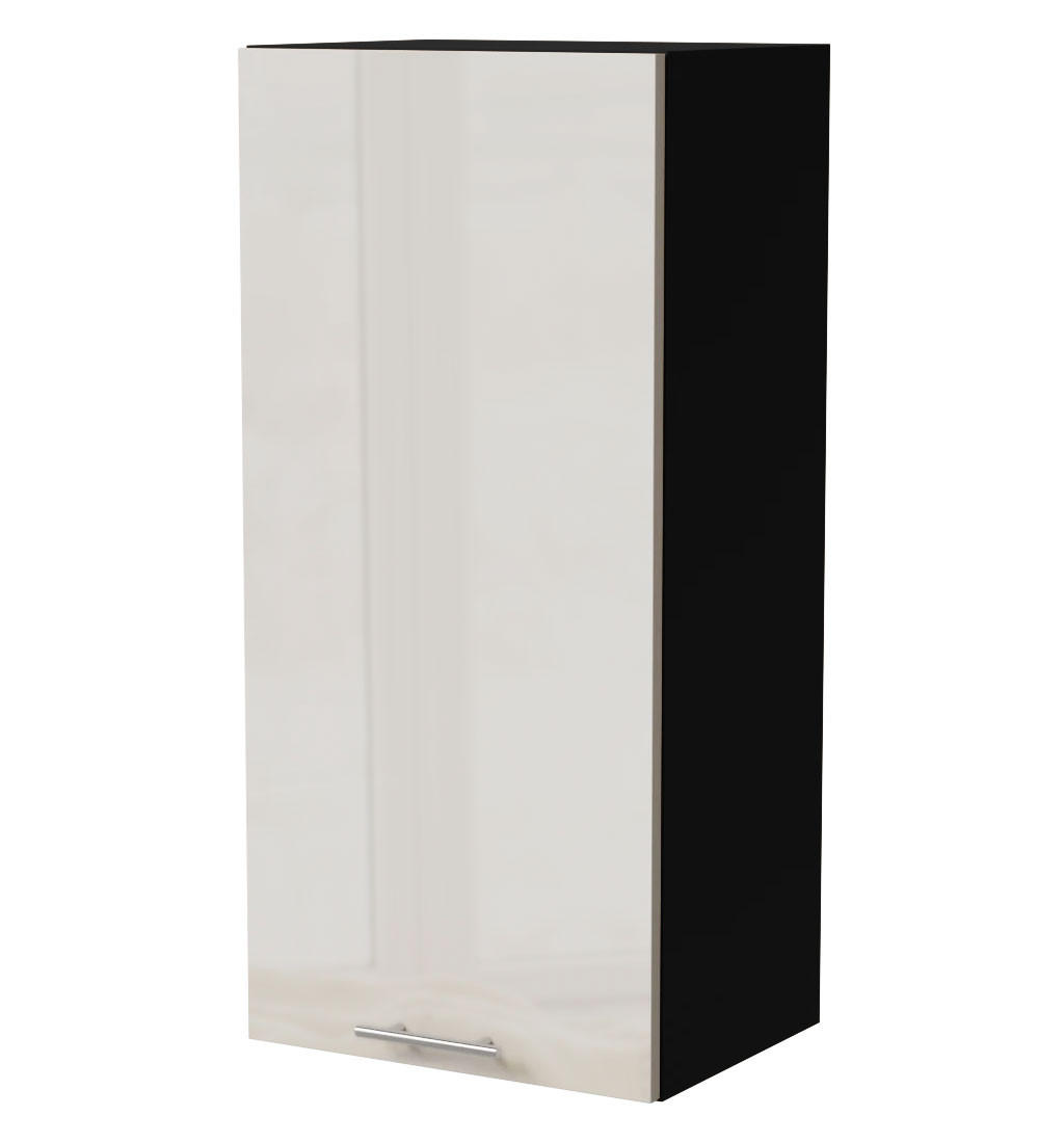 HÄNGESCHRANK Brerra W4/45 Schwarz / RAL 9001 creme Hochglanz 45 / 32,5 / 96cm - Creme/Schwarz, Holz/Holzwerkstoff (45/96/32.5cm) - Feldmann-Wohnen