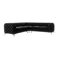 ECKSOFA Chesterfield Laura Schwarz Samt - Silberfarben/Schwarz, Holz/Textil (264/264cm) - S-Style Möbel