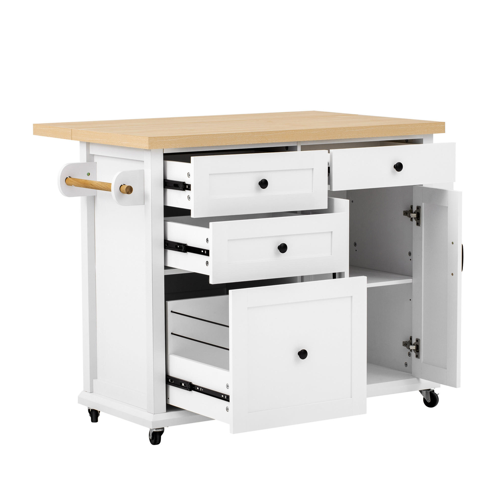 KÜCHENINSEL mit ausziehbarer Arbeitsplatte 107 x 45-70 x 90,5 cm Weiß - Weiß, Holz (45/90.5/107cm) - Beauniv