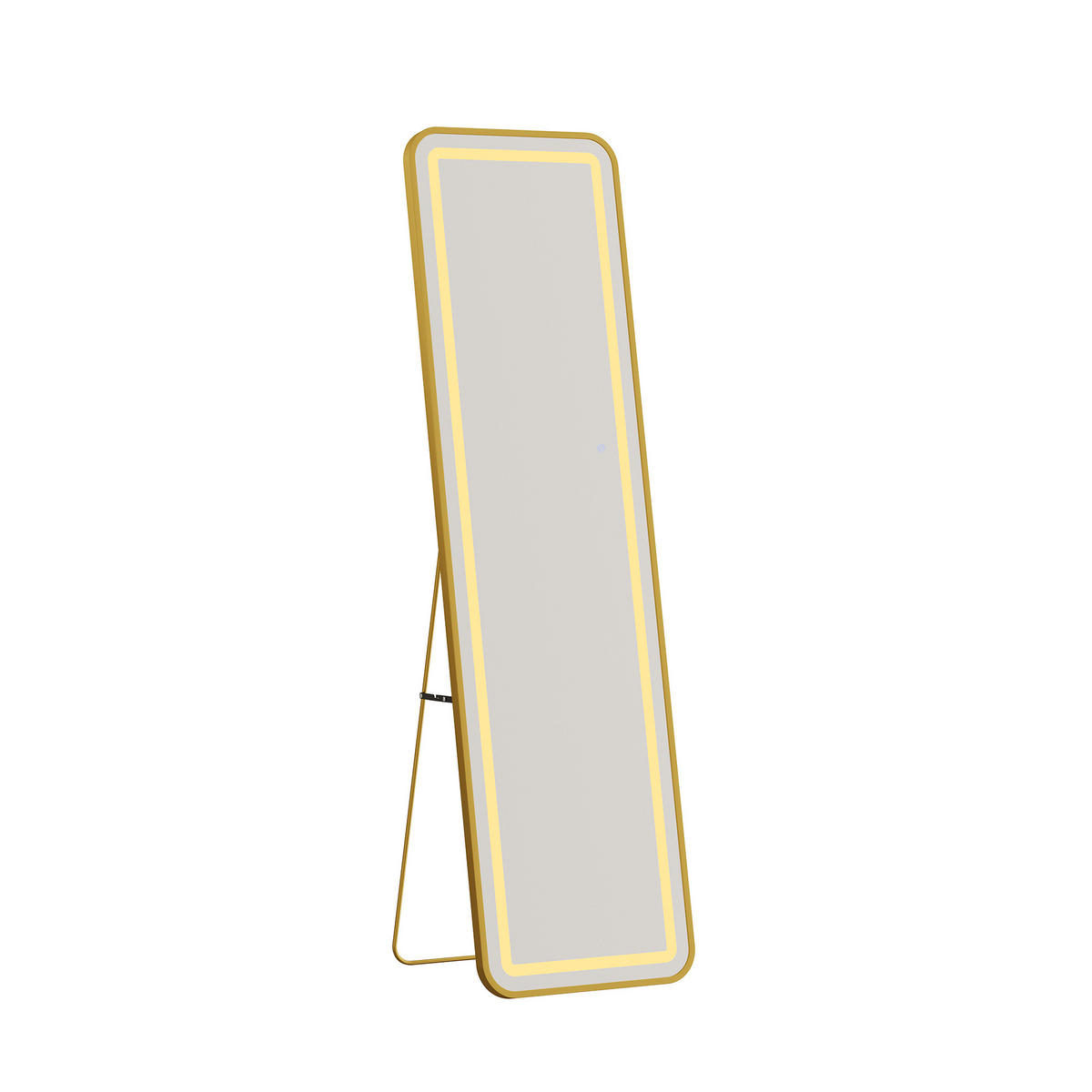 WANDSPIEGEL LED 150 x 40 cm aus Sicherheitsglas, abgerundete rechteckige Form, gold - Goldfarben, Metall (40/150/3cm)