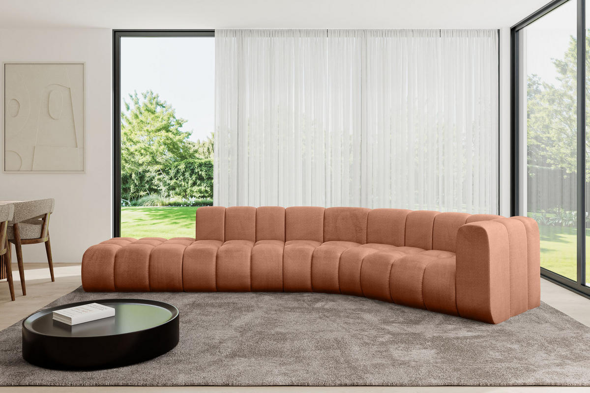 ECKSOFA modulares Sofa Tilmo-L1 - 399x194x70 cm Apricot - Koralle, Holzwerkstoff/Textil (399/194cm) - ALTDECOR