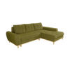 ECKSOFA im Scandi-Stil, Schlaffunktion, Bettkasten B268/T175/H86 cm, Ottomane rechts, Liegefl. 128x209 cm, Bouclé Chenille Stoff in Grün / 21015 - Eichefarben/Grün, Holz/Textil (268/175cm) - luma-home