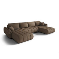 WOHNLANDSCHAFT SYDNEY PREMIUM U-Form braun Velours Monolith 9 - Schlaffunktion, Bettkasten - Braun, Textil (385/85/175cm) - Cornero