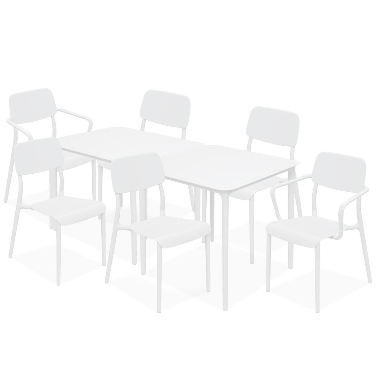 GARTENMÖBEL-SET GALIO, 8-tlg - Weiß, Kunststoff - KONSIMO®