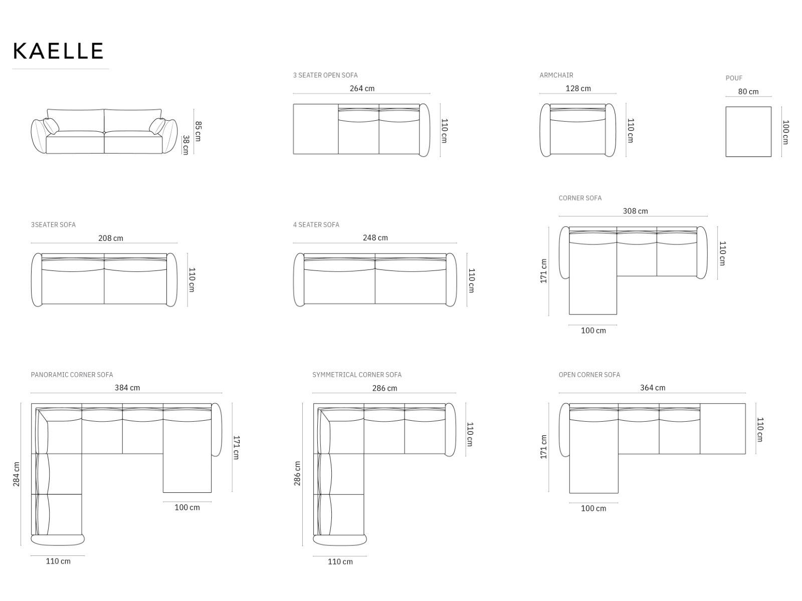Thumbnail - Micadoni Ecksofa, Dunkelgrau, Textil, 4-Sitzer, L-Form, 308x171 cm, Hergestellt in Europa, Oeko-Tex®, Wohnzimmer, Sofas ...