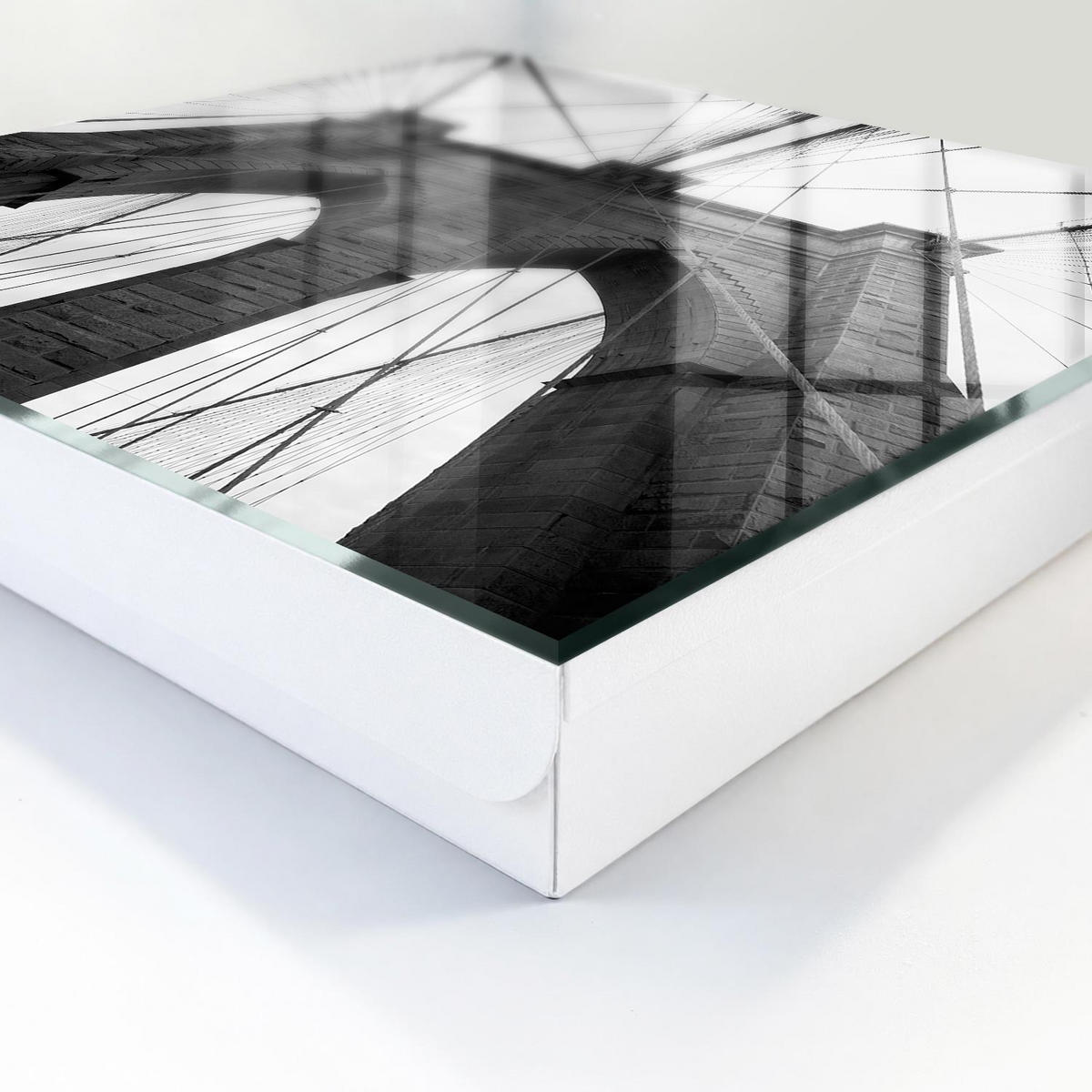 SCHLÜSSELBOX Weiß 30x30 cm – Türöffnung nach rechts - Architekturbrücke - Multicolor, Metall (30/30/5cm) - TULUP