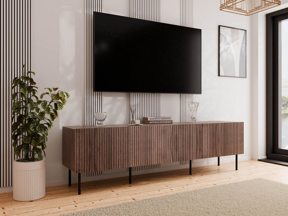 TV-ELEMENT Tacos 200 4D - Schwarz/Braun, Holzwerkstoff/Metall (201/58/40cm) - MIRJAN24