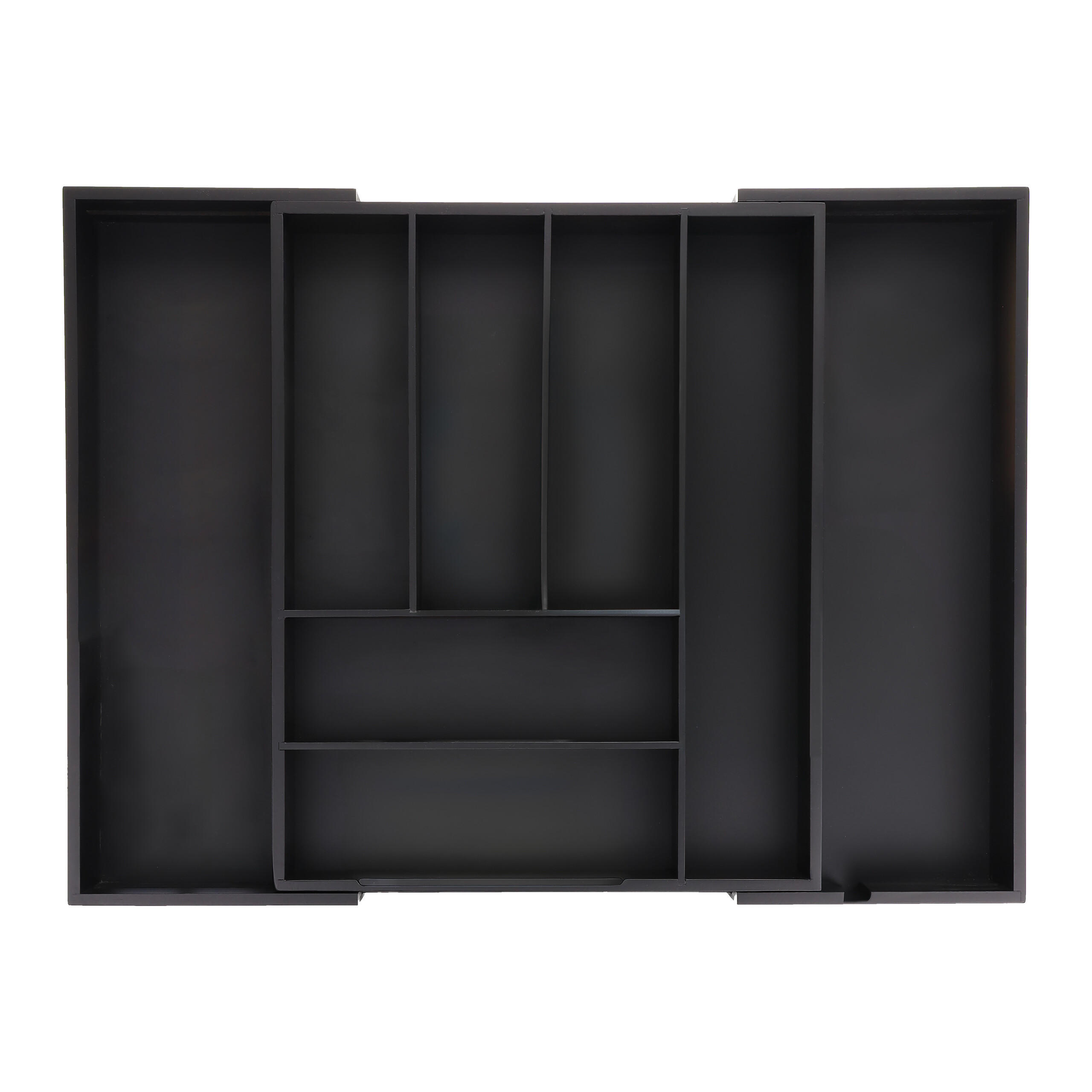 Relaxdays PŘÍBORNÍK Černý bambus MDF výsuvný 8 přihrádek 35 cm