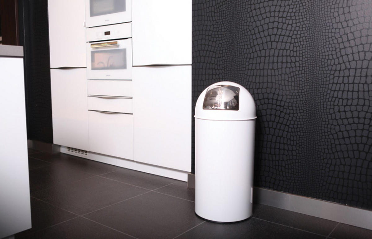 MÜLLEIMER Mit Pushdeckel & Inneneimer Aus Metall 40 Liter 74 x 34 x 34 cm Weiß - Weiß, Metall (34/74/34cm) - PROREGAL