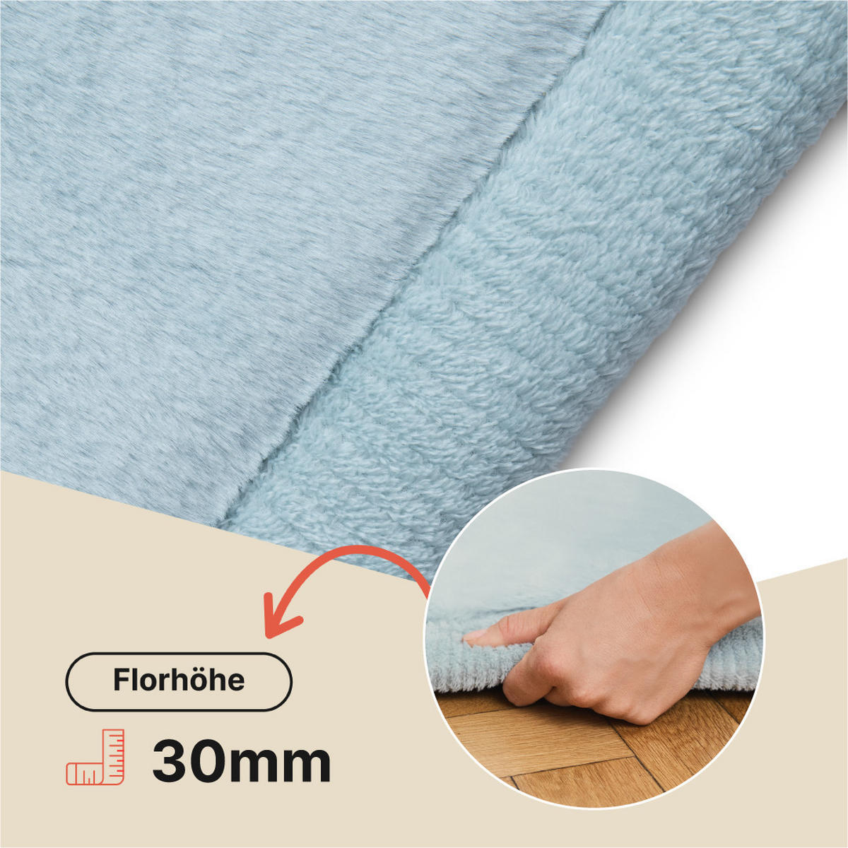 KINDERTEPPICH FLUFFIN hellblau kuschelig waschbar 80/150 cm - Hellblau, Textil (80/150cm) - Tapiso
