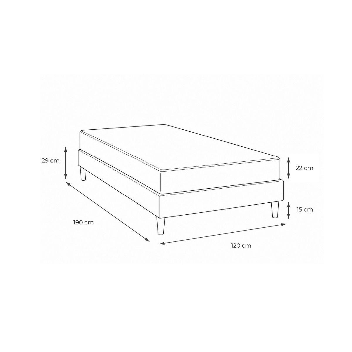 BETT Lancaster Taschenfederkern und Memory-Schaum 120 x 190 cm h3 - Kit Bettgestell Schwarz - Beige/Schwarz, Karton/Holz (120/190cm) - ROYAL PALACE BEDDING
