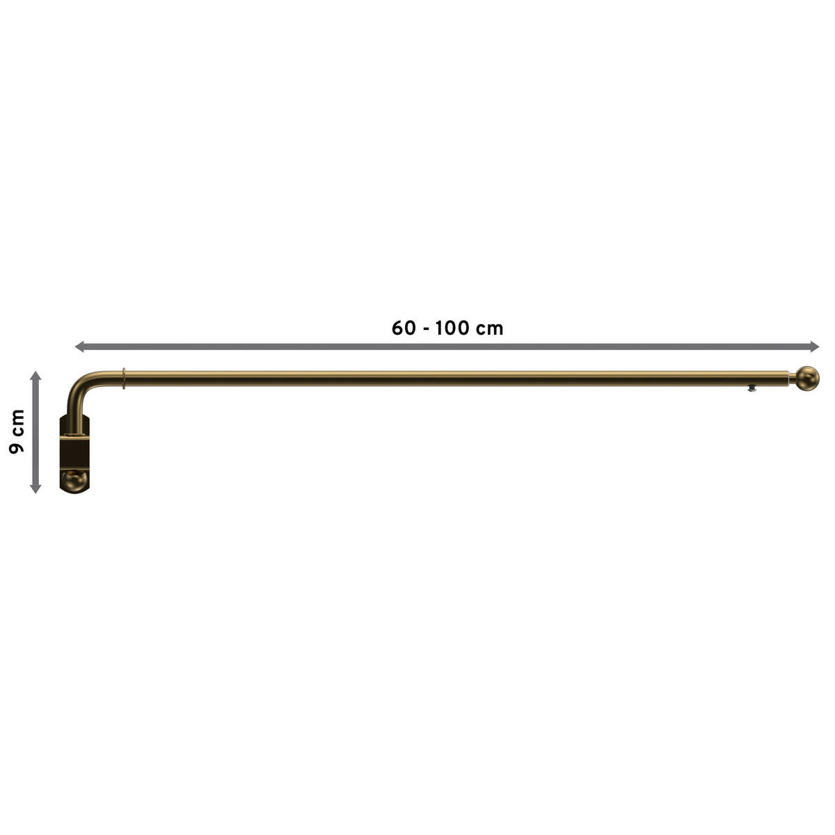 SCHWENKSTANGE/SCHWENKARM-GARDINENSTANGE Cassina 60-100 cm, 13/9 mm Ø, Messing Antik - Bronzefarben, Metall (100cm) - INTERDECO