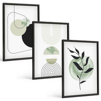 BILDER SET 3er Set - 40x60 cm Schwarzer Rahmen - Abstrakte Pflanzenformen - Schwarz, Kunststoff (40/60cm) - TULUP