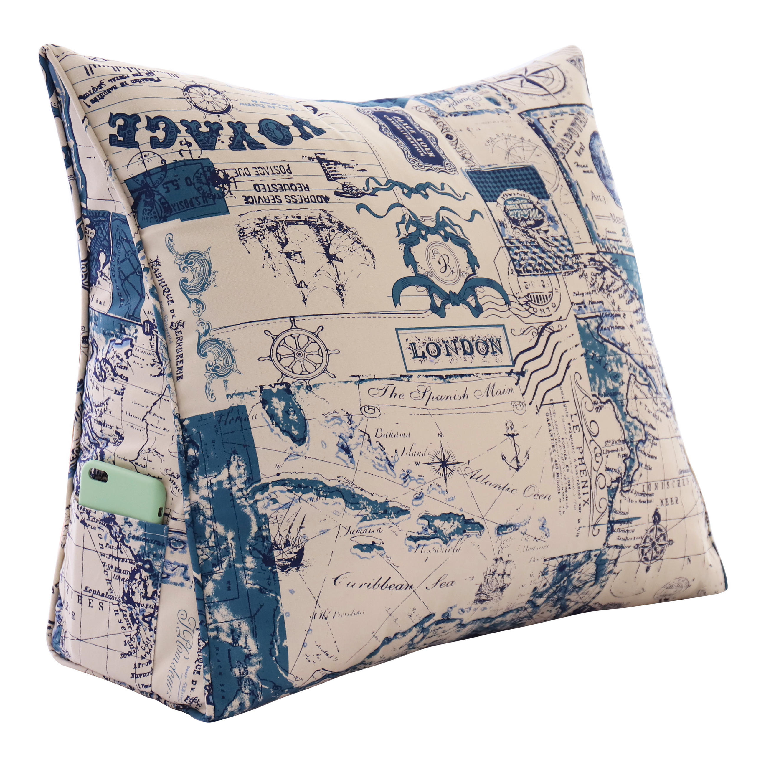 RÜCKENKISSEN zum Lesen Dunkelblau 60 cm - Dunkelblau, Textil (50/60cm) - Vercart