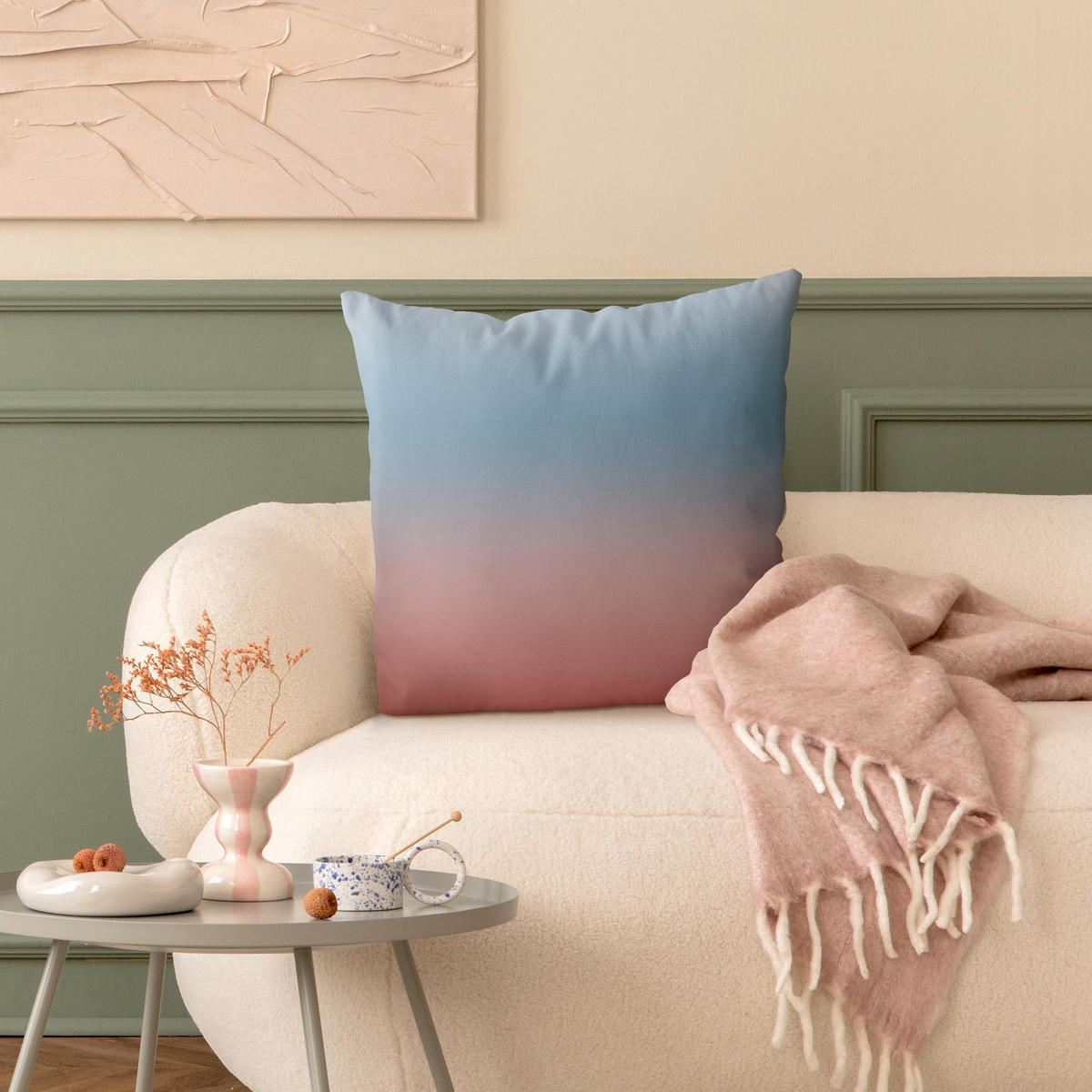 KISSENBEZUG Blau-Rosa Farbverlauf 40/40 cm - Blau, Textil (40/40cm) - Bilderwelten