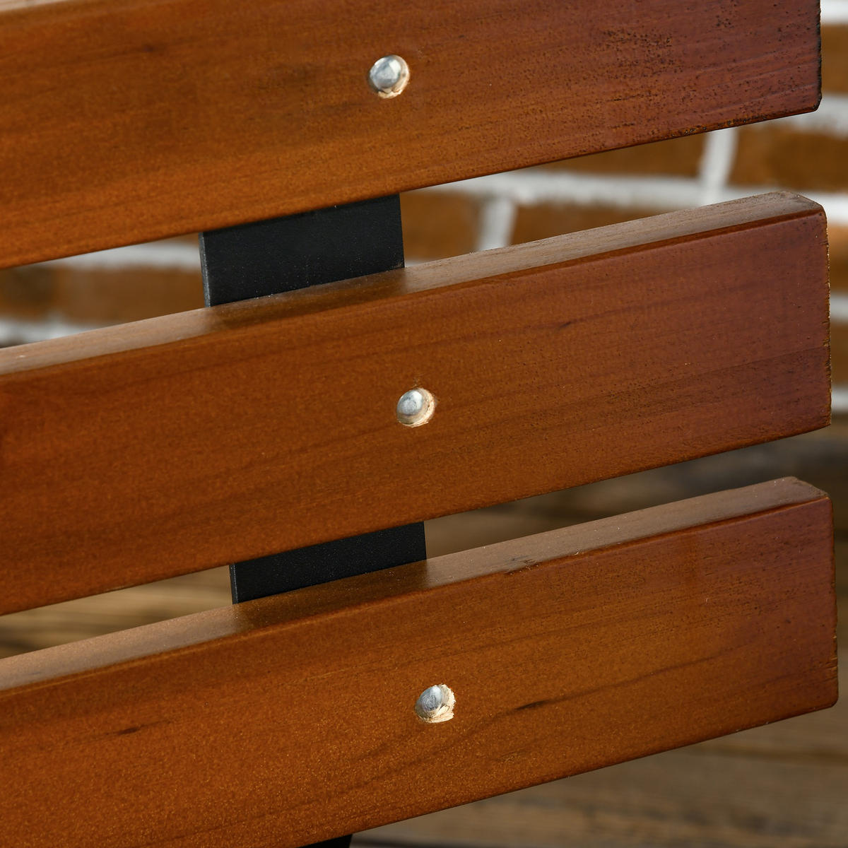 GARTENBANK, 2-Sitzer, Parkbank mit Rückenlehne, Holzbank, für Garten, Balkon, Kaffee - Dunkelbraun, Holz/Metall (57/70/120cm) - Outsunny