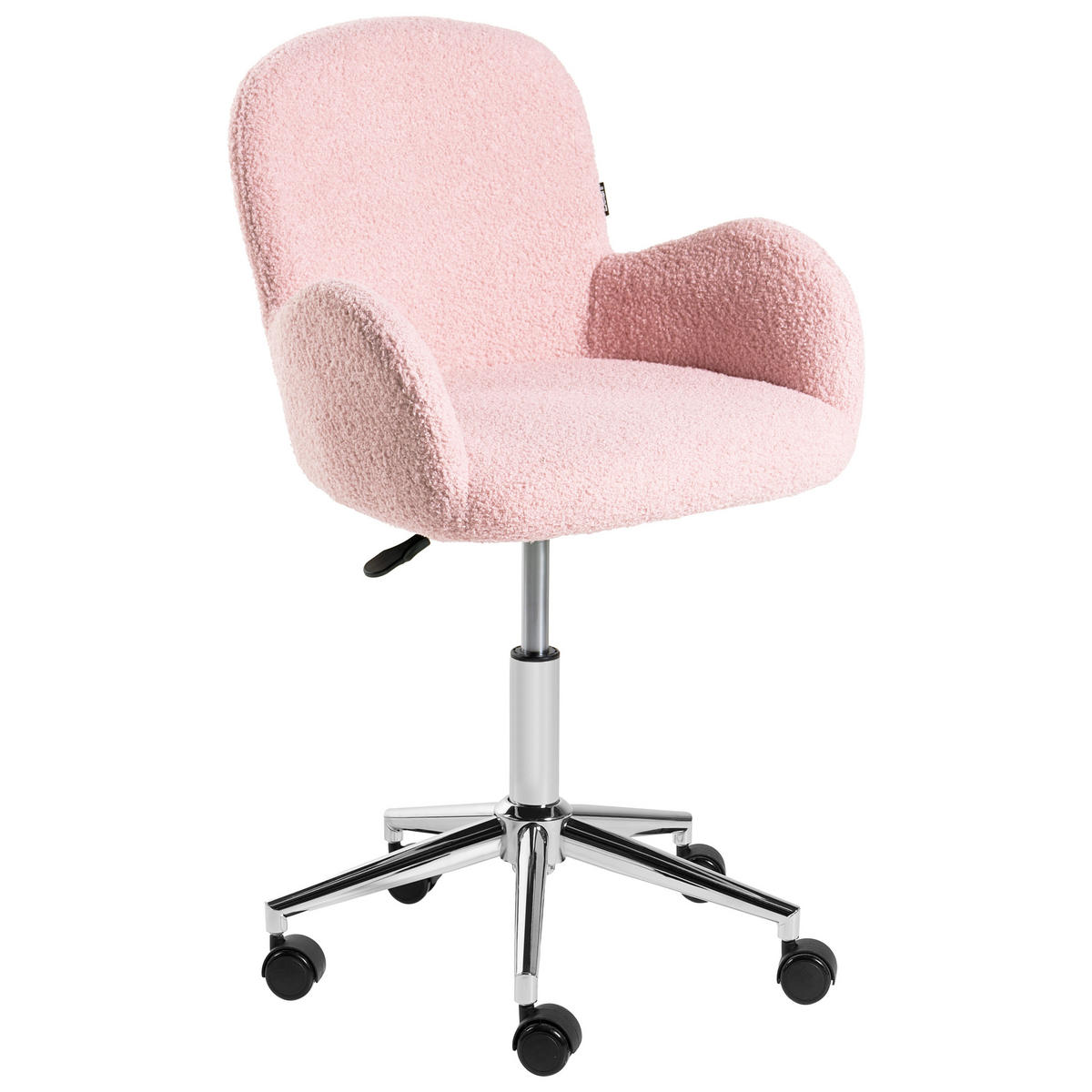 SCHREIBTISCHSTUHL Bouclé Pastellrosa Priddy - Pink, Textil (60/79/60cm) - Beliani