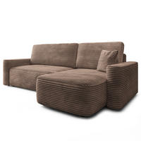 ECKSOFA NERI T Beige Kordstoff mit Schlaffunktion - Beige, Holzwerkstoff/Textil (280/157cm) - MASSENO