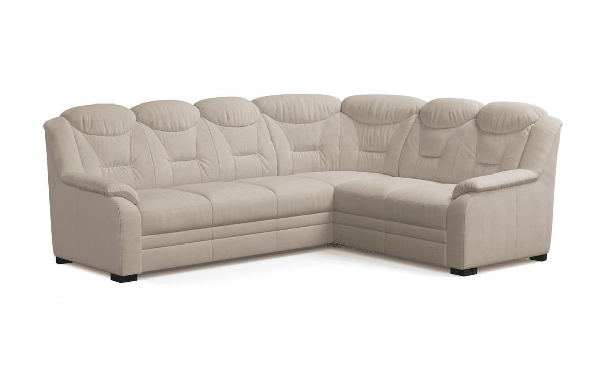 ECKSOFA mit Schlaffunktion und Bettkasten – weiches Chenille-Gewebe - Sandfarben/Beige, Holz/Kunststoff (211/263cm) - Cotta