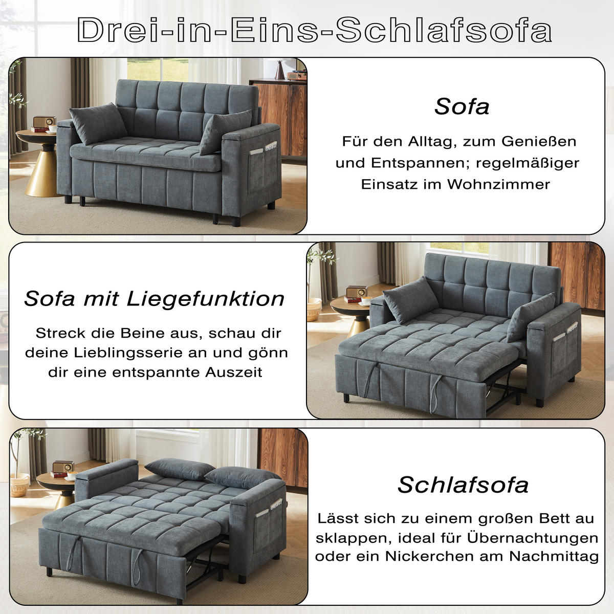 SCHLAFSOFA 157/51/70 cm in Leinenoptik Braun, ohne Armlehnen - Braun/Grau, Textil (81.3/86.4/148.6cm) - Oxeza
