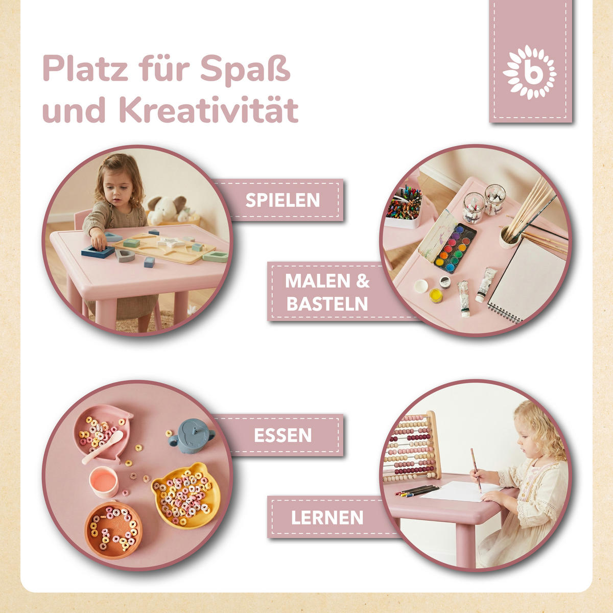 KINDERTISCH Dreamy Rose Gartentisch Kinder - Rosa, Kunststoff (62/52/62cm) - Bieco Spielwaren