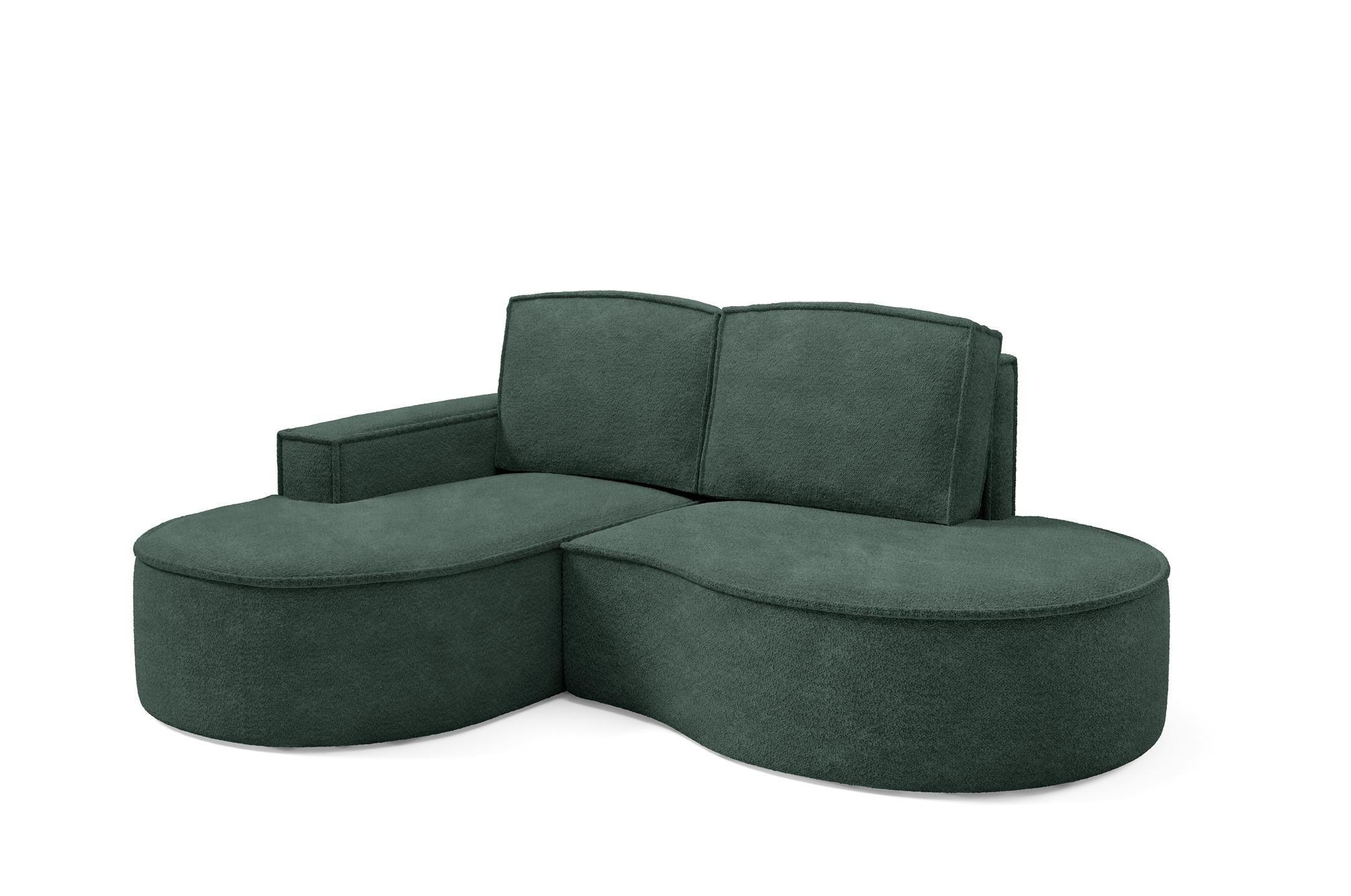 ECKSOFA Flow Grün, mit Kissen in Abriamo Stoff, linke seite - Grün, Holzwerkstoff/Textil (210/157cm) - Bettso