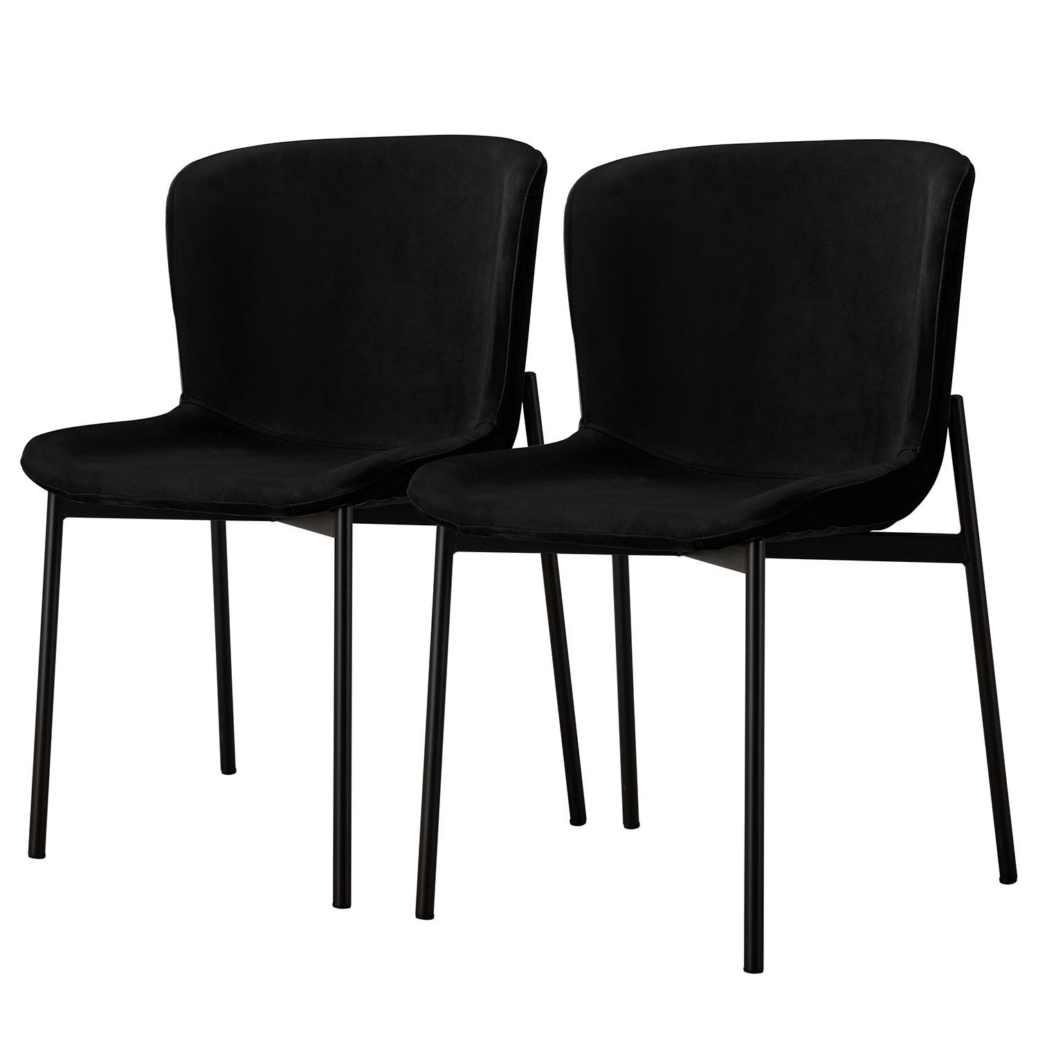 POLSTERSTUHL - 2er-Set - Schwarz, Textil (52/79/49cm) - home24