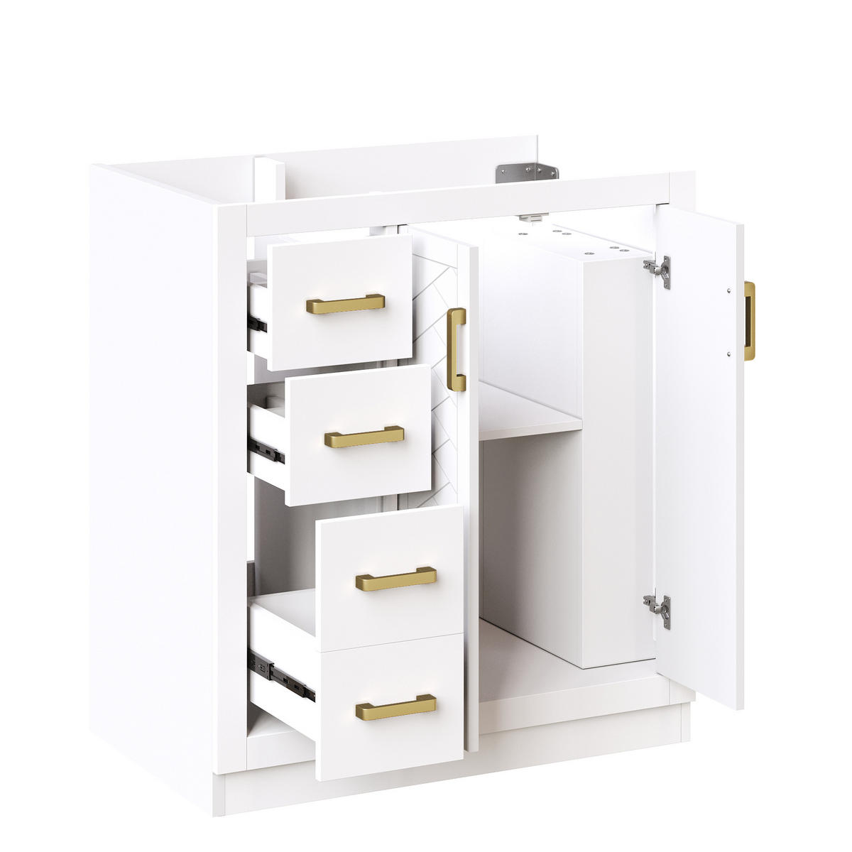 WASCHTISCHUNTERSCHRANK Weiß 76,5/46,5/84,5 cm - Weiß, Holz (76/84.5/46.5cm) - PANGIVO